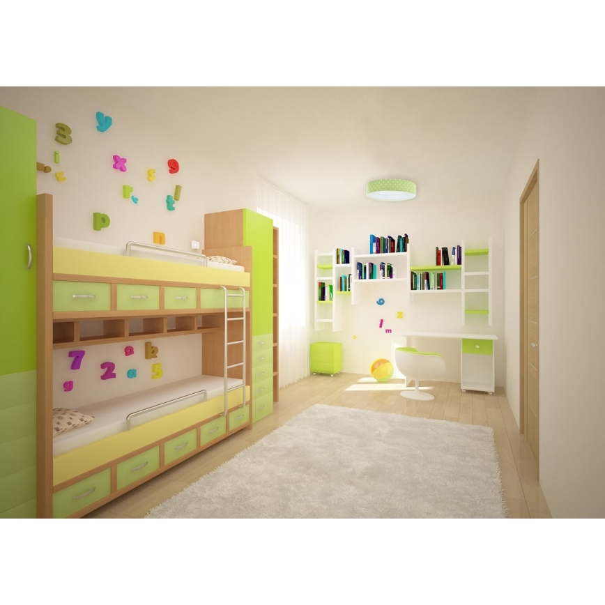 LED Детска плафониера GALAXY KIDS LED/24W/230V точки зелена/бяла