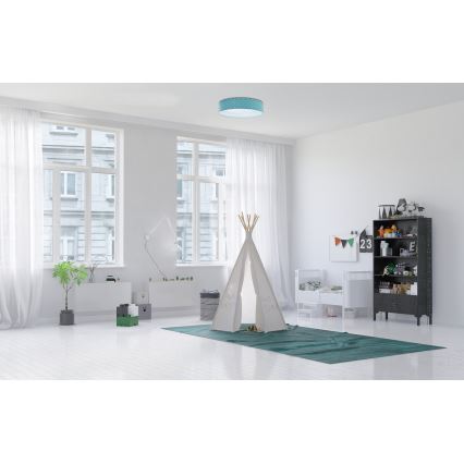 LED Детска плафониера GALAXY KIDS LED/24W/230V звезди тюркоаз/бяла