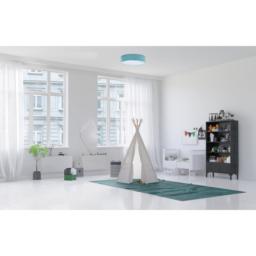 LED Детска плафониера GALAXY KIDS LED/24W/230V звезди тюркоаз/бяла