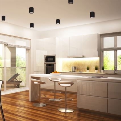 LED Плафониера JUPITER 1xE27/6W/230V 120x98 mm черен