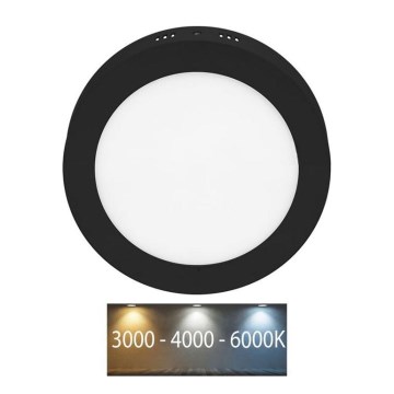 LED Плафониера LADA LED/12W/230V 3000/4000/6000K Ø 17 см черен