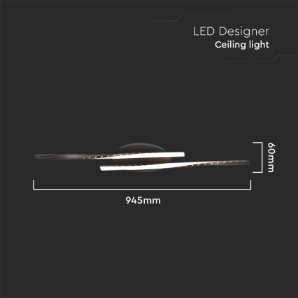 LED Плафониера LED/12W/230V 3000K 94,5 см черен