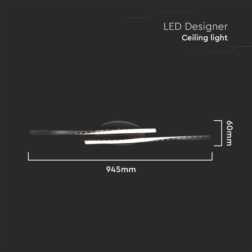 LED Плафониера LED/12W/230V 3000K 94,5 см черен