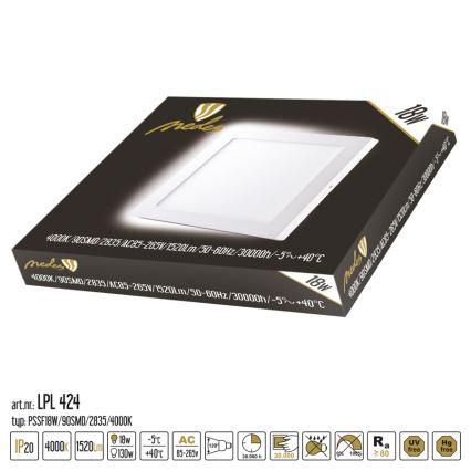 LED Плафониера LED/18W/230V 4000K 22,5x22,5 см