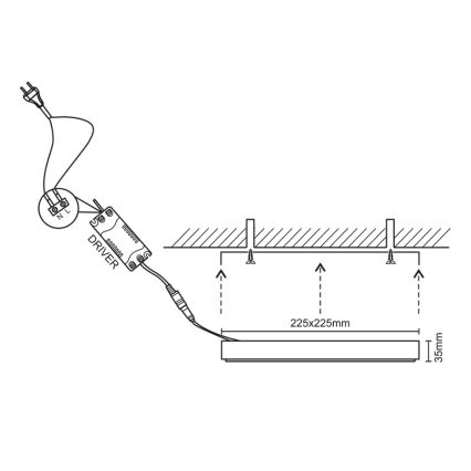 LED Плафониера LED/18W/230V 4000K 22,5x22,5 см