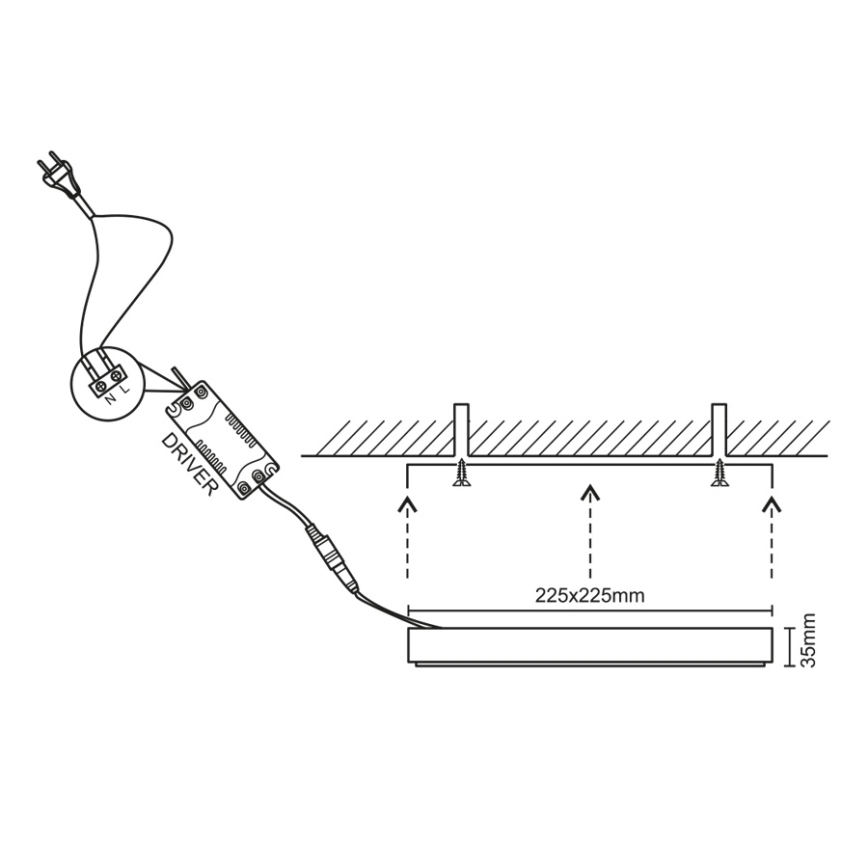 LED Плафониера LED/18W/230V 4000K 22,5x22,5 см