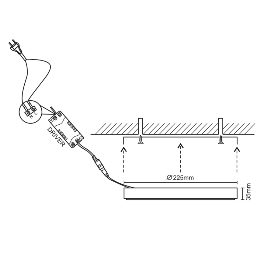 LED Плафониера LED/18W/230V 4000K Ø 22,5 см