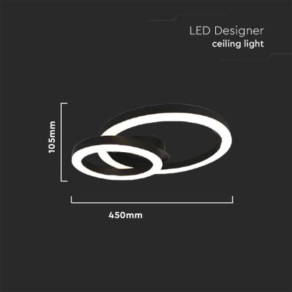 LED Плафониера LED/20W/230V 3000K черен
