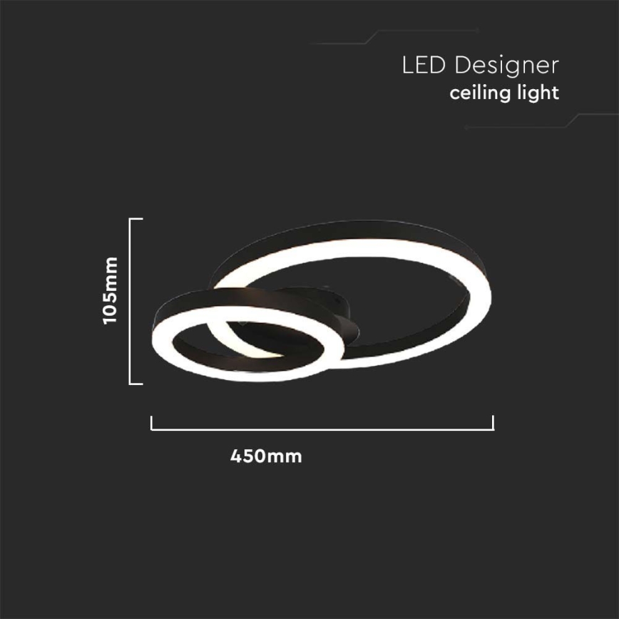 LED Плафониера LED/20W/230V 3000K черен