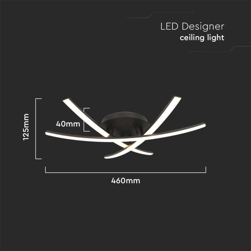 LED Плафониера LED/20W/230V 3000K черен