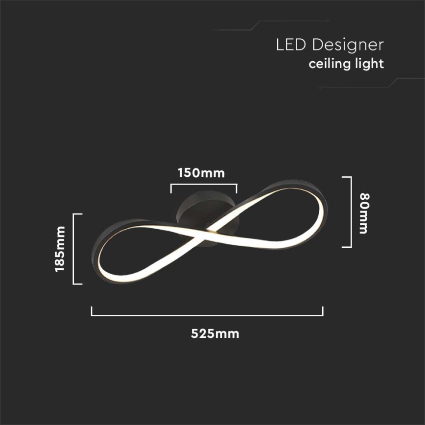 LED Плафониера LED/24W/230V 3000K черен