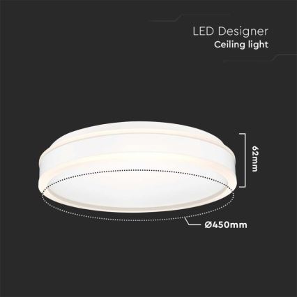 LED Плафониера LED/24W/230V 4000K Ø 45 см бял