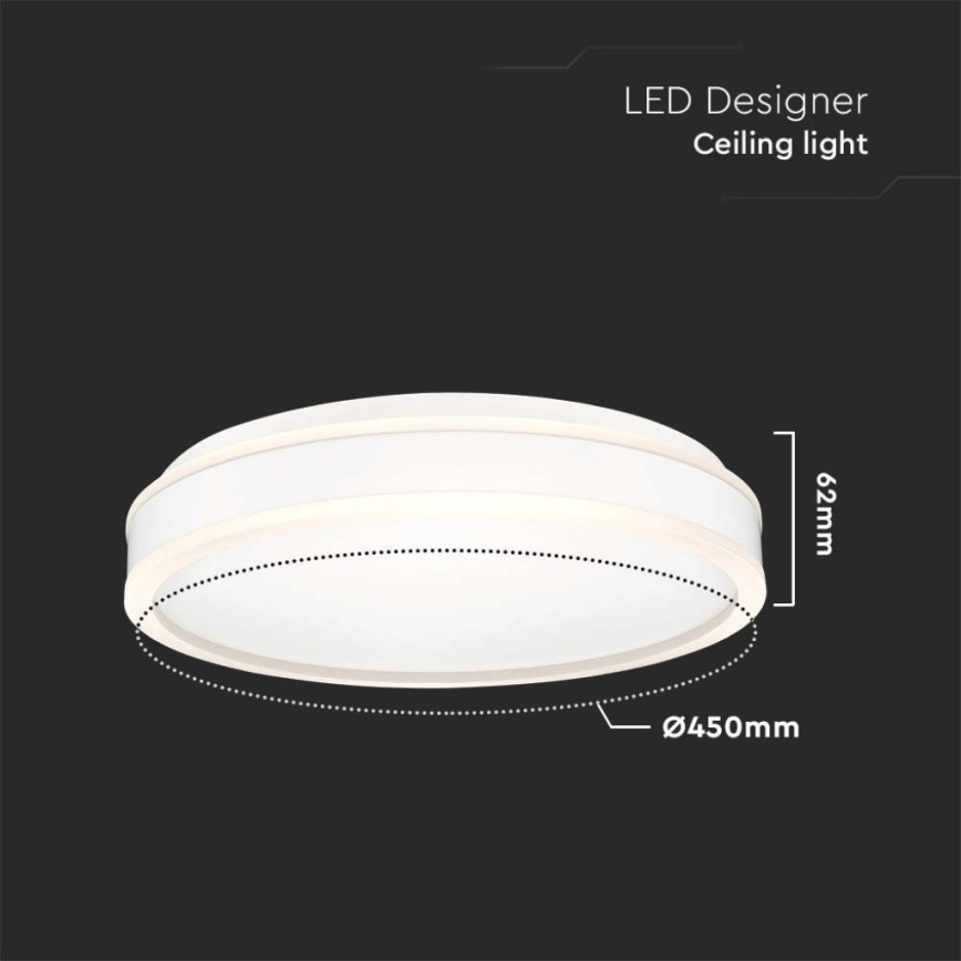 LED Плафониера LED/24W/230V 4000K Ø 45 см бял