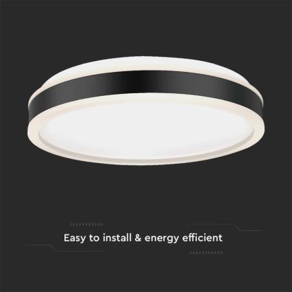 LED Плафониера LED/24W/230V 4000K Ø 45 см черен