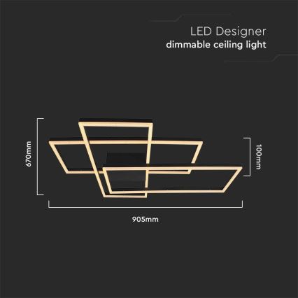 LED Плафониера LED/47W/230V 3000K черен