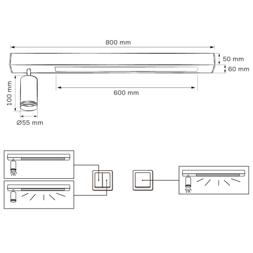 LED Плафониера ПАРИЖ LED/24W/230V + 1xGU10/10W черен