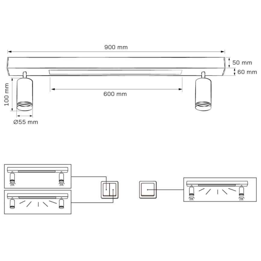 LED Плафониера ПАРИЖ LED/24W/230V + 2xGU10/10W черен