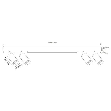 LED Плафониера ПАРИЖ LED/24W/230V + 4xGU10/10W черен