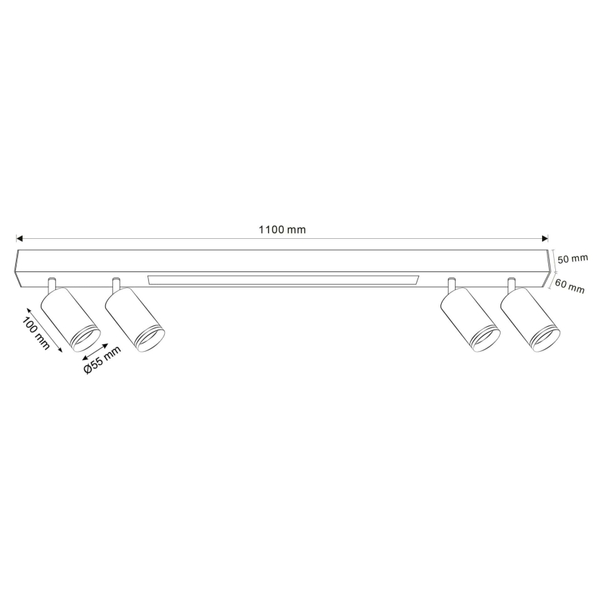 LED Плафониера ПАРИЖ LED/24W/230V + 4xGU10/10W черен