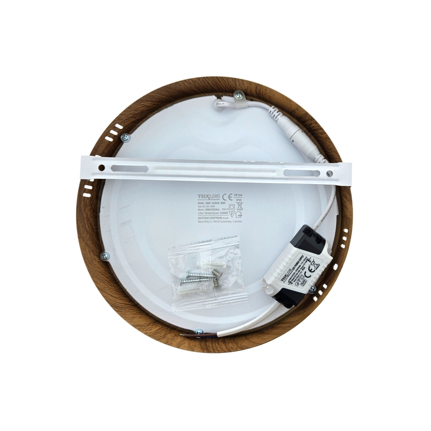 LED Плафониера RING LED/18W/230V 4200K Ø 21 cm кафяв