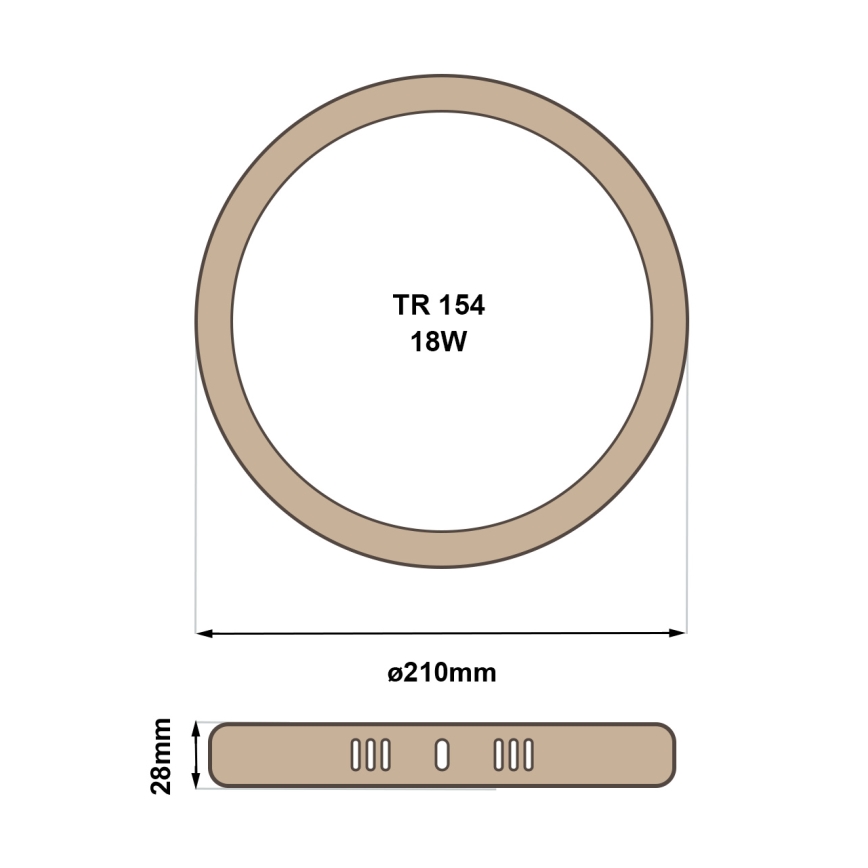 LED Плафониера RING LED/18W/230V 4200K Ø 21 cm кафяв