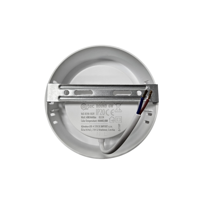 LED Плафониера ROUND LED/6W/230V 4000K Ø 12,1 см бял