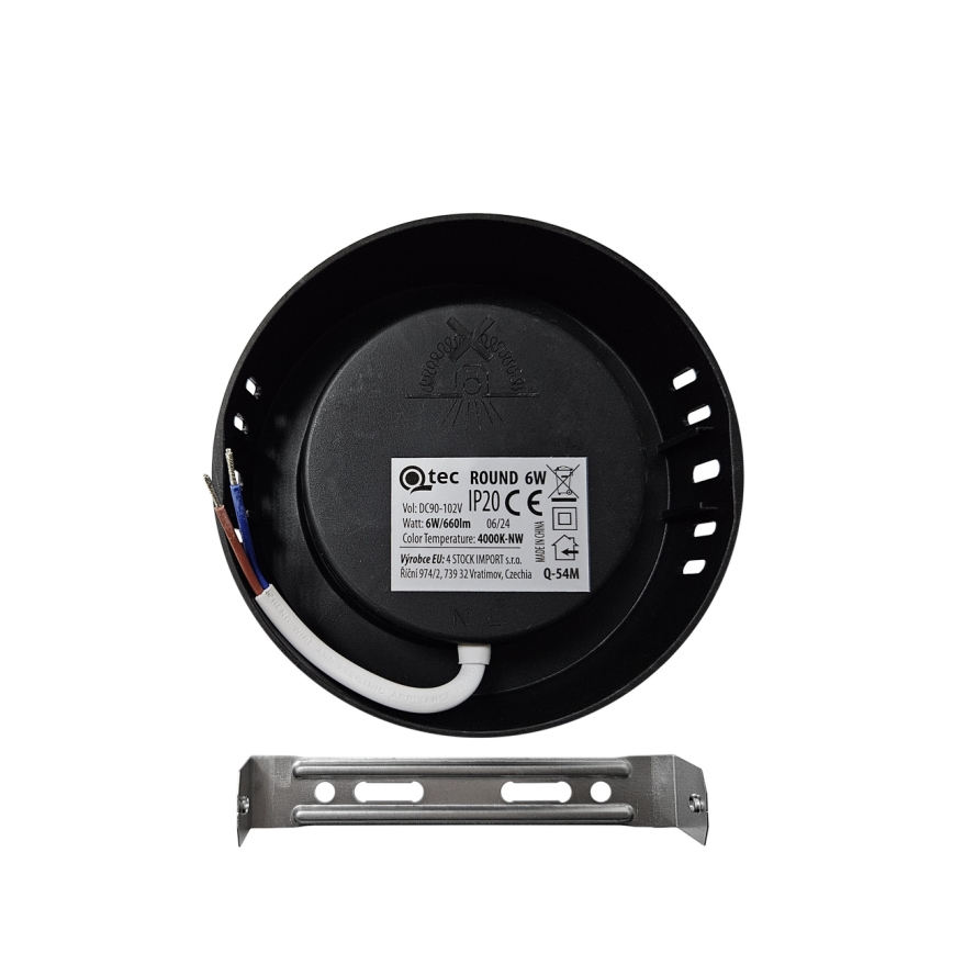 LED Плафониера ROUND LED/6W/230V 4000K Ø 12,1 см черен