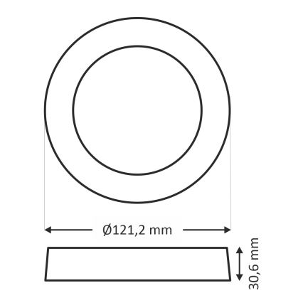 LED Плафониера ROUND LED/6W/230V 4000K Ø 12,1 см черен