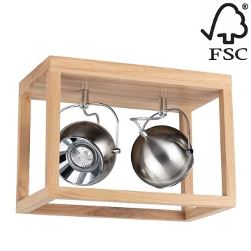 LED Плафониера ROY 2xGU10/5W/230V матов дъб - FSC сертифицирана