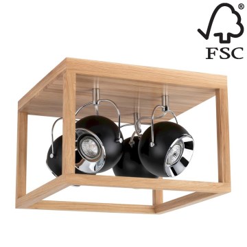 LED Плафониера ROY 4xGU10/5W/230V матов дъб - FSC сертифицирана