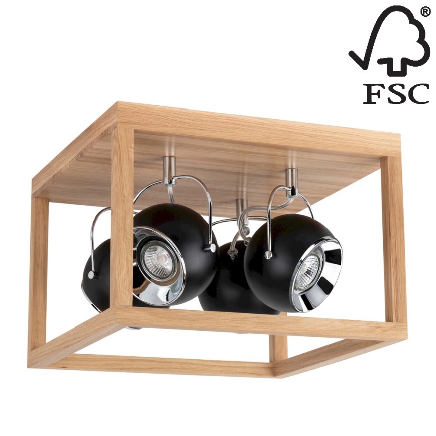 LED Плафониера ROY 4xGU10/5W/230V матов дъб - FSC сертифицирана