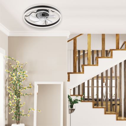 LED Димируем плафон с вентилатор APOLLO LED/38W/230V черен + дистанционно управление