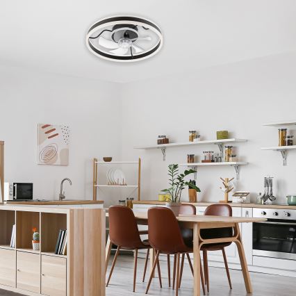 LED Димируем плафон с вентилатор APOLLO LED/38W/230V черен + дистанционно управление