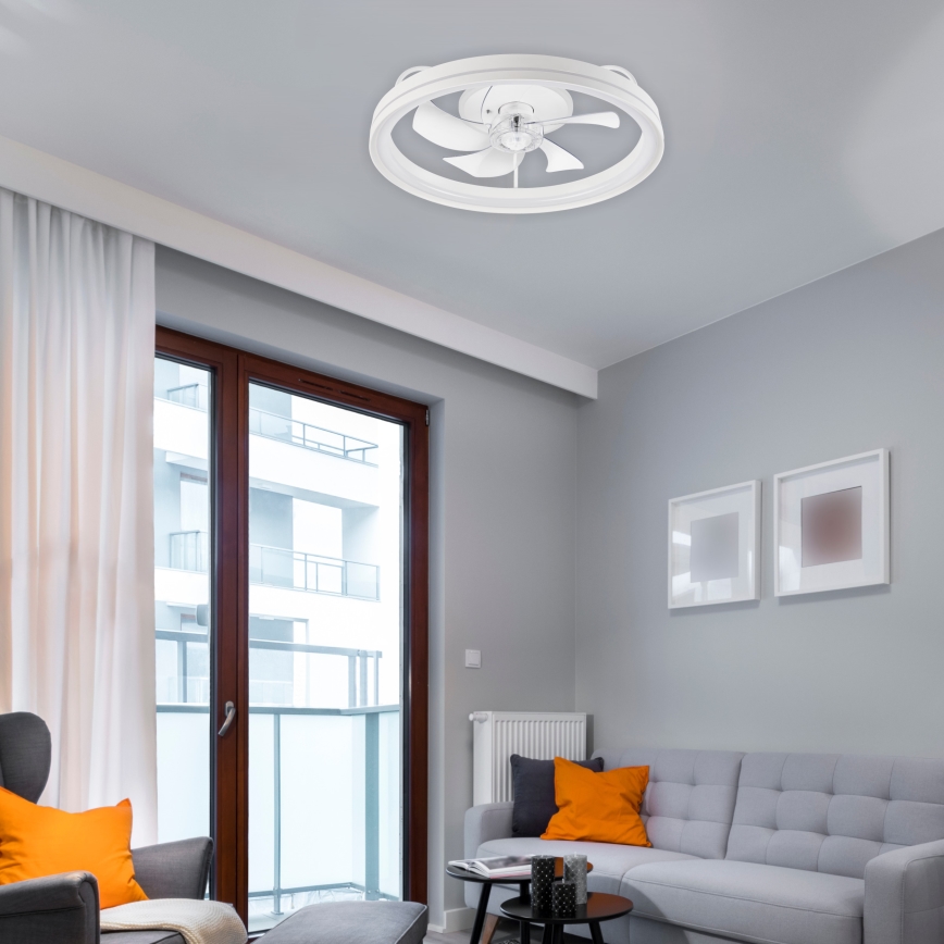 LED Димируем плафон с вентилатор FARGO LED/37W/230V бял + дистанционно управление