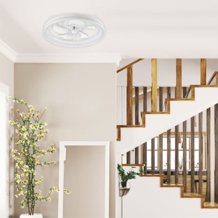 LED Димируем плафон с вентилатор FARGO LED/37W/230V бял + дистанционно управление