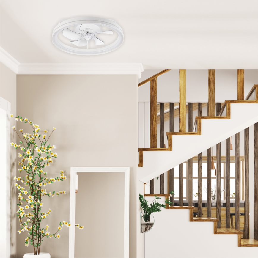 LED Димируем плафон с вентилатор FARGO LED/37W/230V бял + дистанционно управление