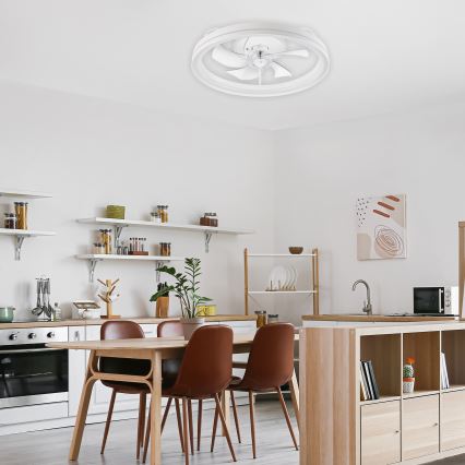LED Димируем плафон с вентилатор FARGO LED/37W/230V бял + дистанционно управление