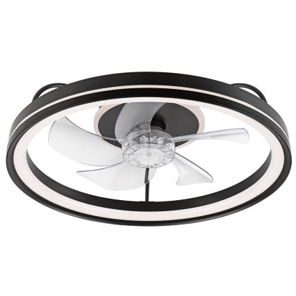 LED Димируем плафон с вентилатор FARGO LED/37W/230V черен + дистанционно управление