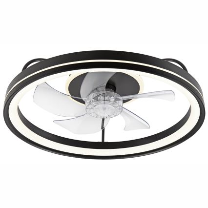 LED Димируем плафон с вентилатор FARGO LED/37W/230V черен + дистанционно управление