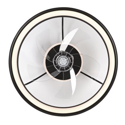 LED Димируем плафон с вентилатор FARGO LED/37W/230V черен + дистанционно управление
