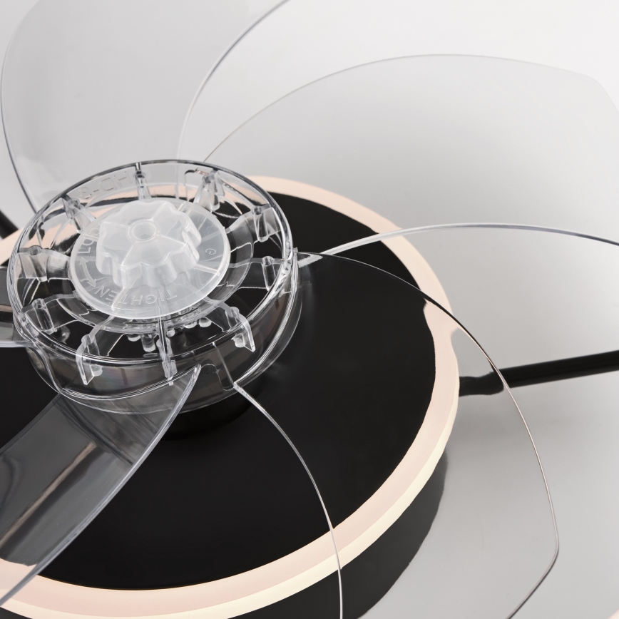 LED Димируем плафон с вентилатор FARGO LED/37W/230V черен + дистанционно управление