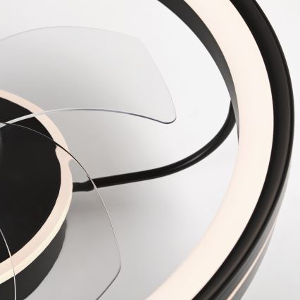 LED Димируем плафон с вентилатор FARGO LED/37W/230V черен + дистанционно управление