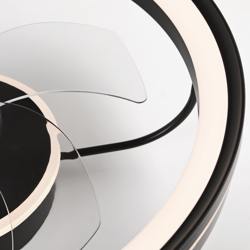 LED Димируем плафон с вентилатор FARGO LED/37W/230V черен + дистанционно управление