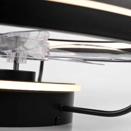 LED Димируем плафон с вентилатор FARGO LED/37W/230V черен + дистанционно управление