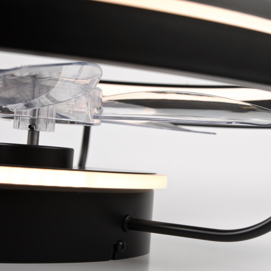 LED Димируем плафон с вентилатор FARGO LED/37W/230V черен + дистанционно управление