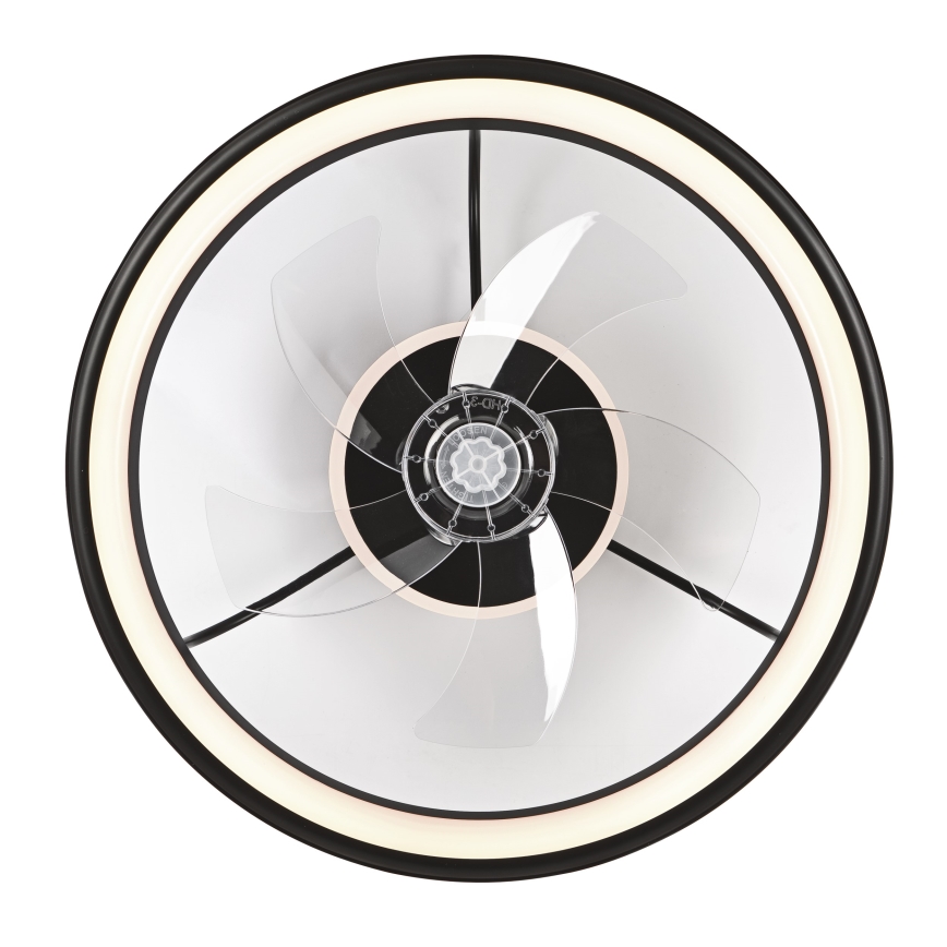 LED Димируем плафон с вентилатор FARGO LED/37W/230V черен + дистанционно управление