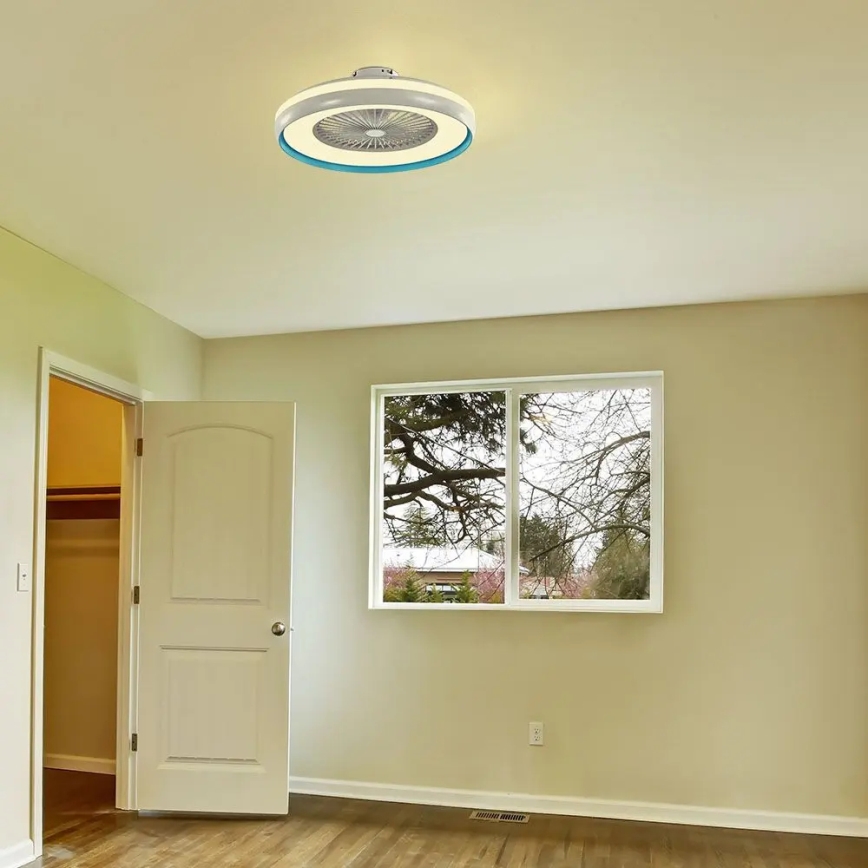 LED Плафониера с вентилатор LED/45W/230V 3000/4000/6500K син + дистанционно управление
