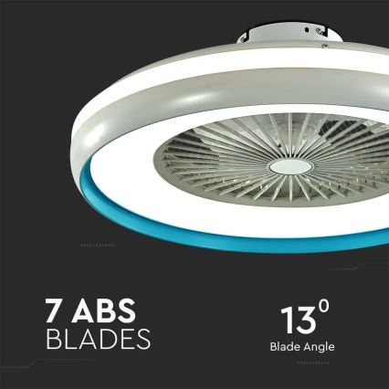 LED Плафониера с вентилатор LED/45W/230V 3000/4000/6500K син + дистанционно управление