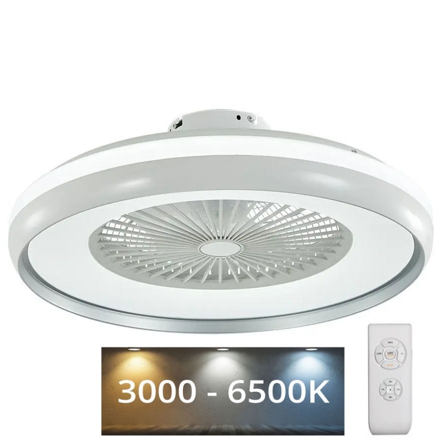 LED Плафониера с вентилатор LED/45W/230V 3000/4000/6500K сив + дистанционно управление