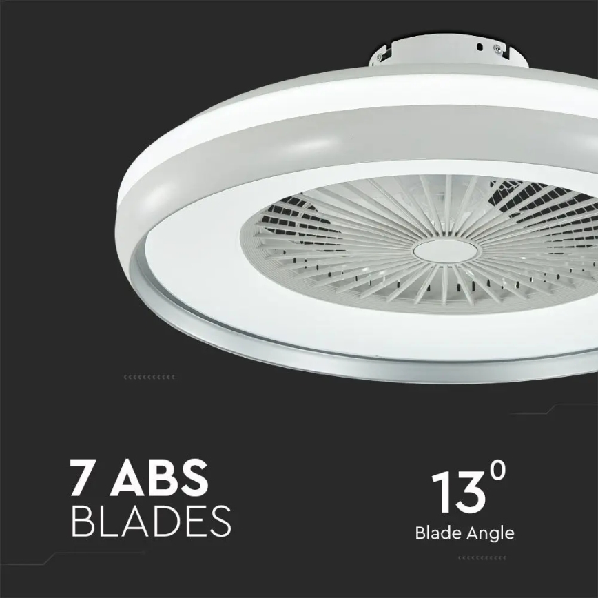 LED Плафониера с вентилатор LED/45W/230V 3000/4000/6500K сив + дистанционно управление